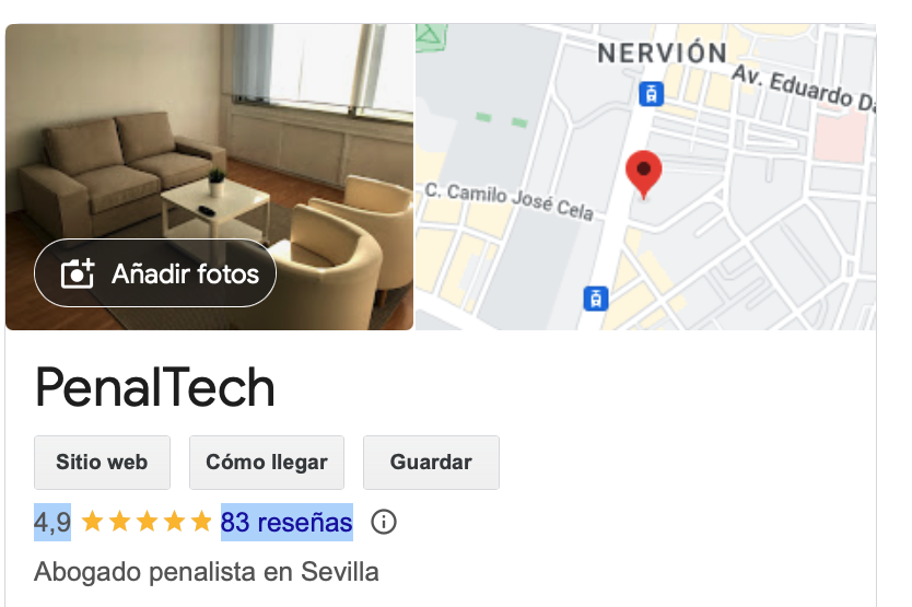 Cuanto cobra un abogado penalista en Sevilla. Las reseñas de Google. 