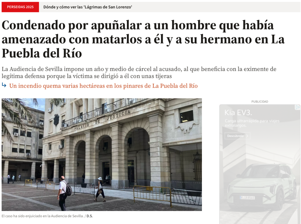 Abogado agresión sevilla. Noticia aparecida en medios