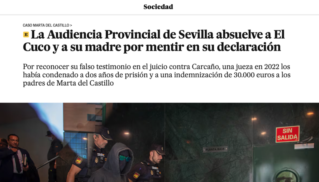 Juicio penal Sevilla. Noticia en medios 