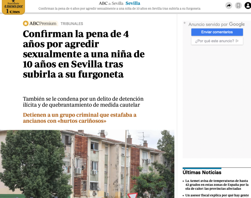 abogado delitos sexuales Sevilla. Noticia condena