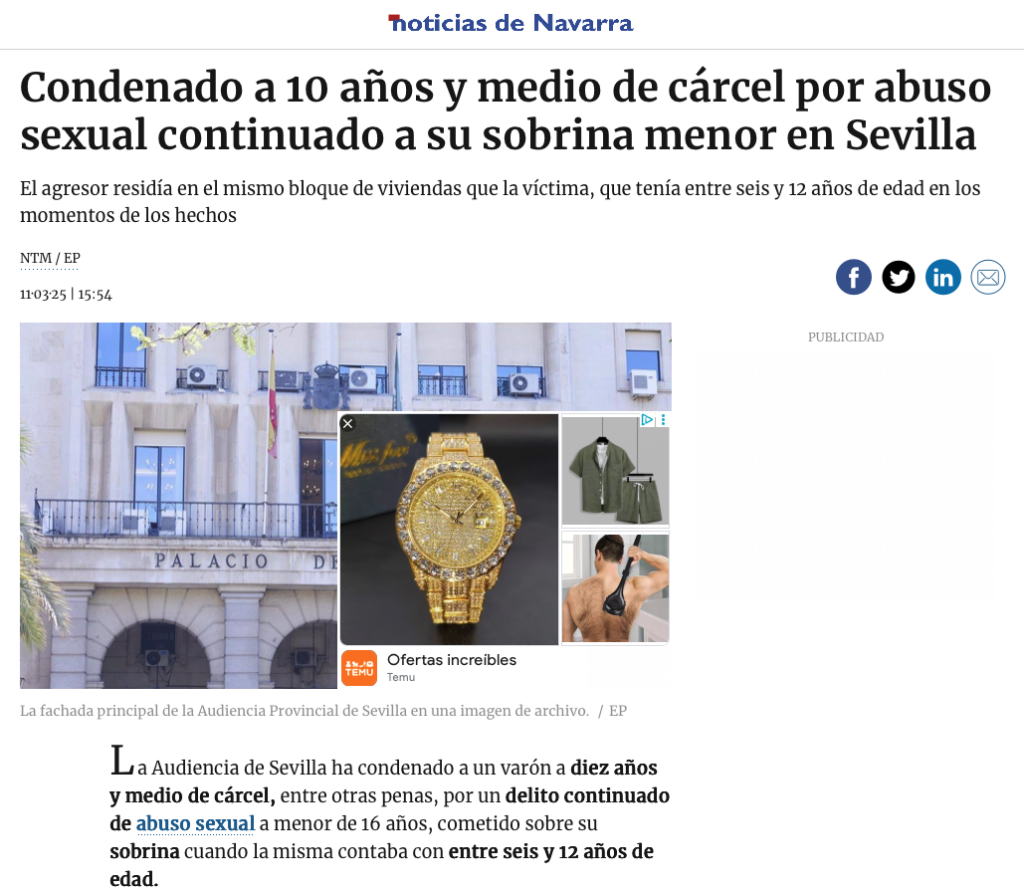 abogado delitos sexuales Sevilla. Noticia condena